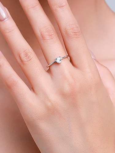 925 Sterling Silver Cubic Zirconia Heart Classic Midi Ring