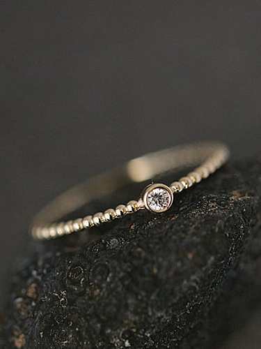 925 Sterling Silver Cubic Zirconia Stackable Round Dainty Band Ring