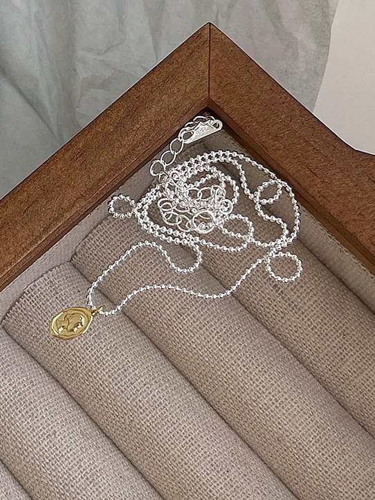 Geometrische minimalistische Perlenkette aus 925er Sterlingsilber