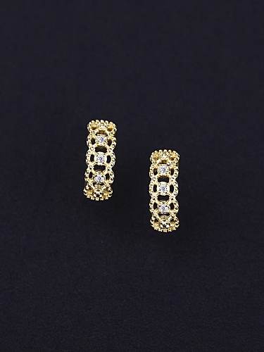 925 Sterling Silver Cubic Zirconia Lace Vintage Stud Earring