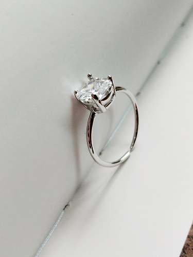 925 Sterling Silver Four Claw Diamond Ring Minimalist Midi Ring