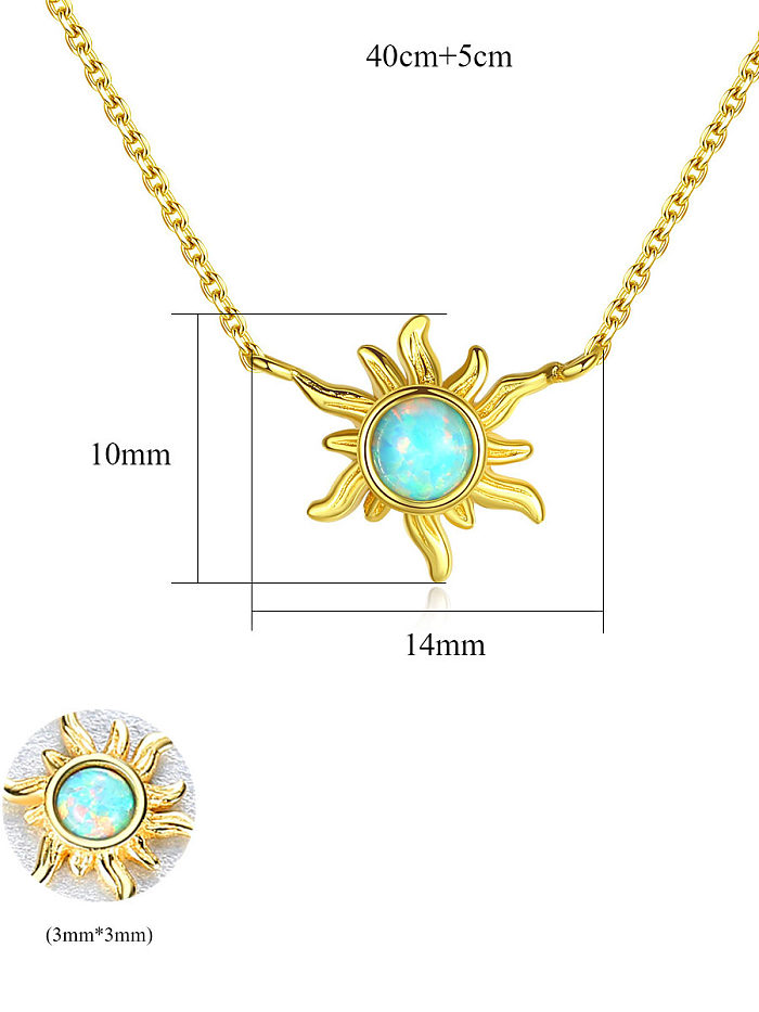 925er Sterlingsilber mit süßen Sonnen-Halsketten aus Opal