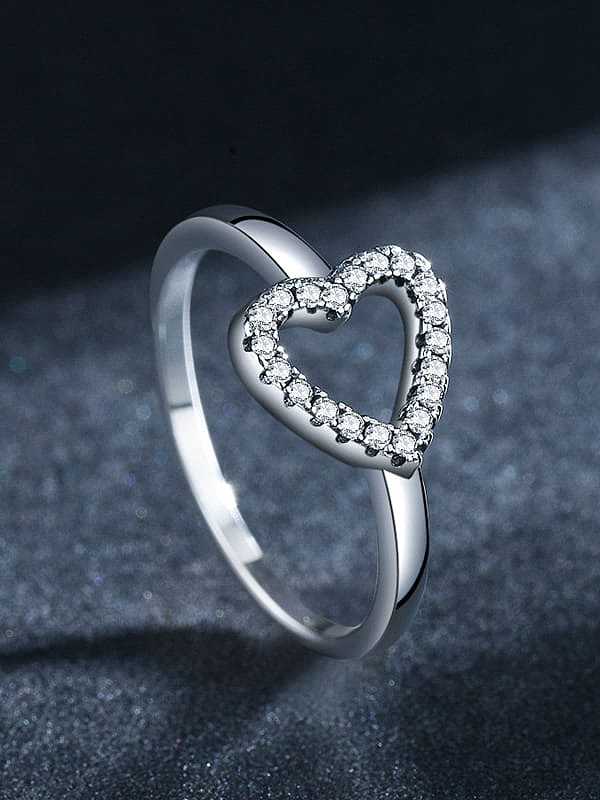 925 Sterling SilverHollow Heart Vintage Band Ring