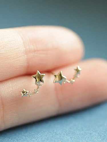 925 Sterling Silver Cubic Zirconia Star Dainty Stud Earring