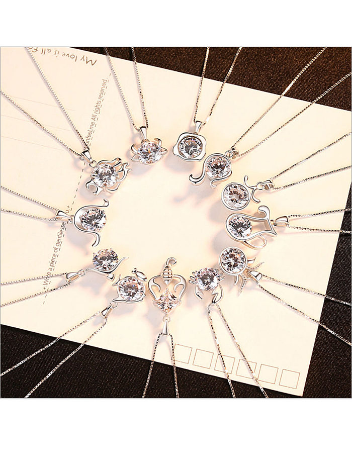 Colliers en argent sterling 925 avec zircons cubiques mignons 12 constellations