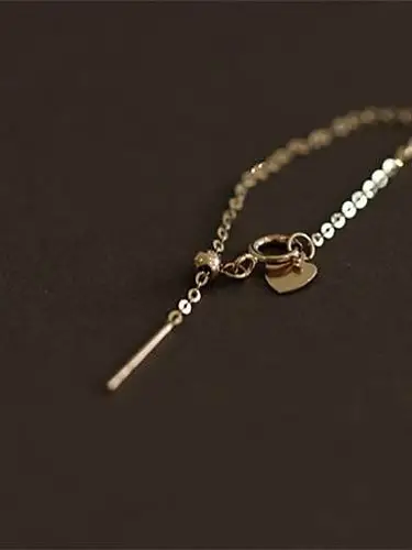 925 Sterling Silver Needle pull adjustment chain Dainty Necklace