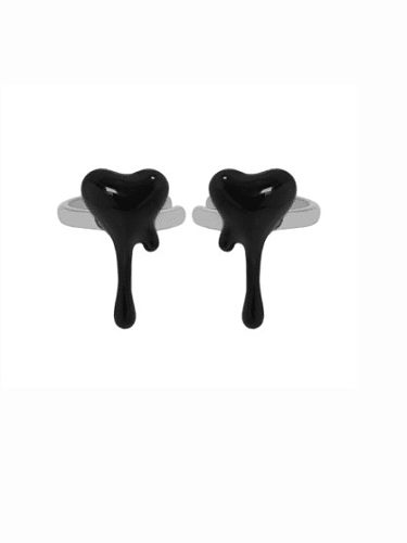 Boucles d'oreilles minimalistes en forme de cœur en émail en argent sterling 925 (une seule)