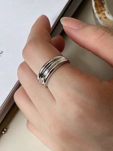 925 Sterling Silver Irregular Vintage Double Convex Band Ring