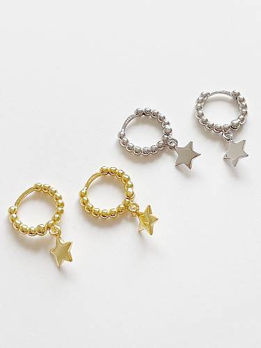 925 Sterling Silver Bead Star Minimalist Huggie Earring