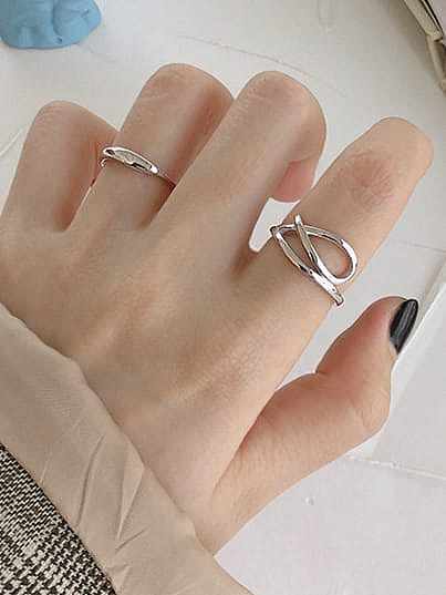 925 Sterling Silver Irregular Minimalist Free Size Band Ring