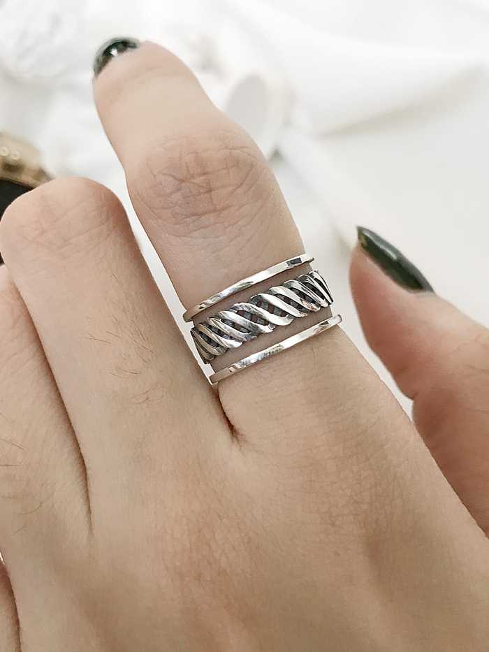 925 Sterling Silber Geometrischer Twisted Artisan Band Ring