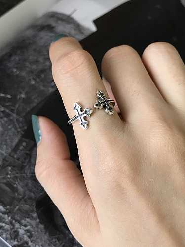 925 Sterling Silver Cross Vintage Free Size Band Ring