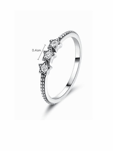 925 Sterling Silver Cubic Zirconia Five-Pointed Star Vintage Band Ring