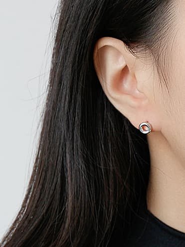 925 Sterling Silver Hollow Round Minimalist Stud Earring