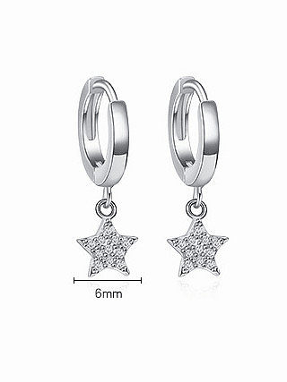 925 Sterling Silver Cubic Zirconia Five-pointed star Heart Trend Huggie Earring