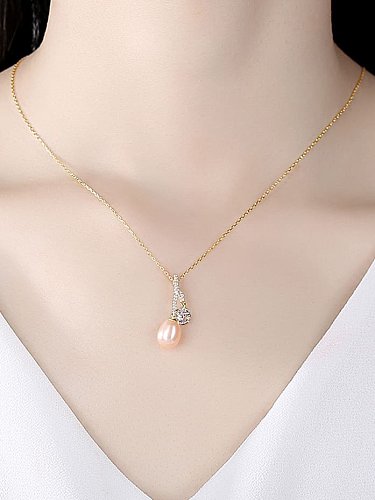 925 Sterling Silver Freshwater Pearl Irregular Minimalist Necklace