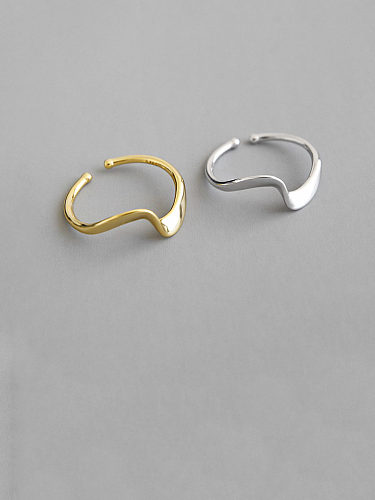 Argent sterling 925 avec anneaux lisses simplistes irréguliers de taille libre