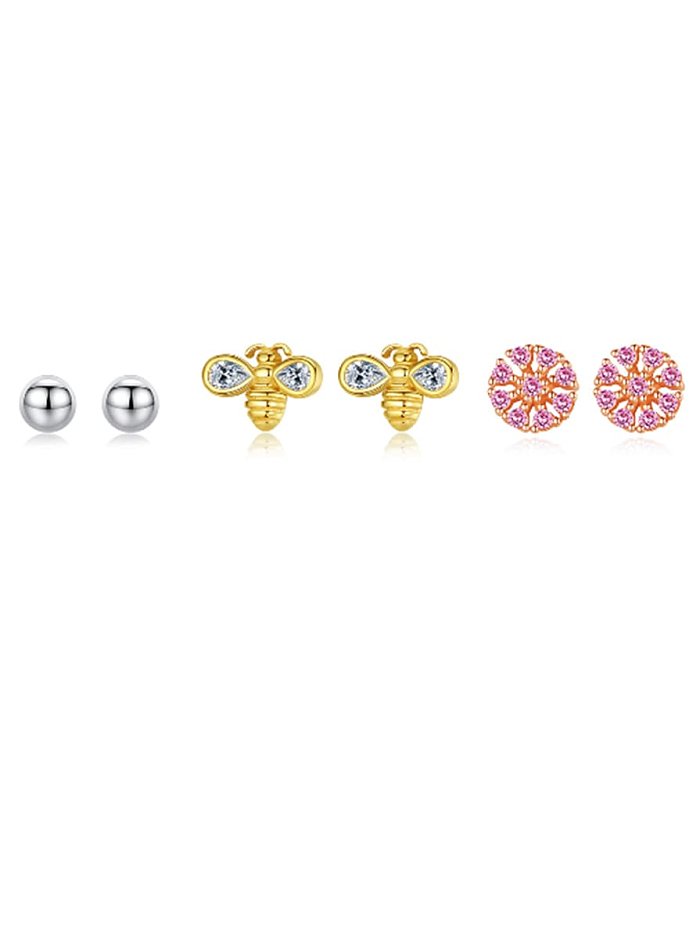 925 Sterling Silver Cubic Zirconia Round Minimalist Stud Earring