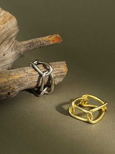 925 Sterling Silver Hollow Geometric Vintage Band Ring
