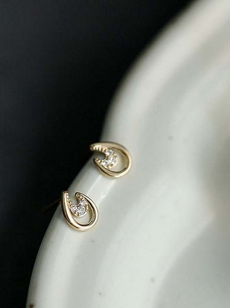 925 Sterling Silver Cubic Zirconia Letter Dainty Stud Earring