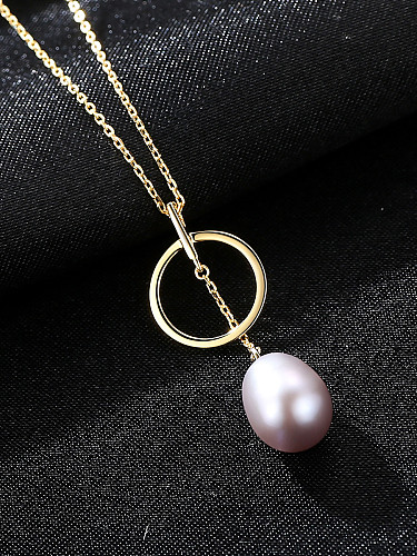 Sterling Silver Natural Pearl Necklace with three colors optional