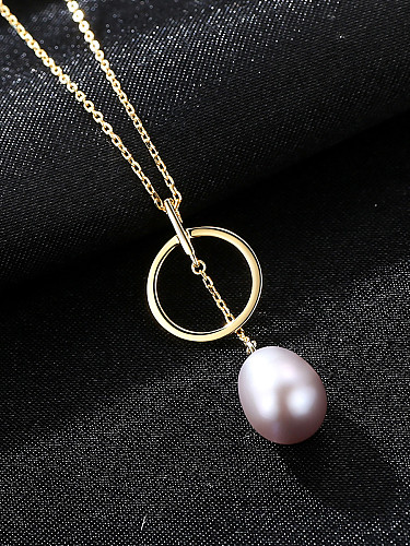 Collar de perlas naturales de plata esterlina con tres colores opcionales