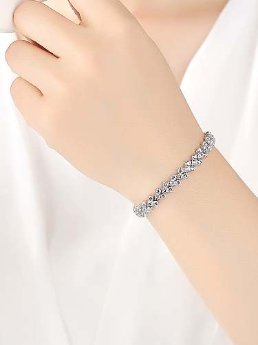 Pulsera de plata de ley 925 con ocho corazones y ocho flechas con circonitas cúbicas