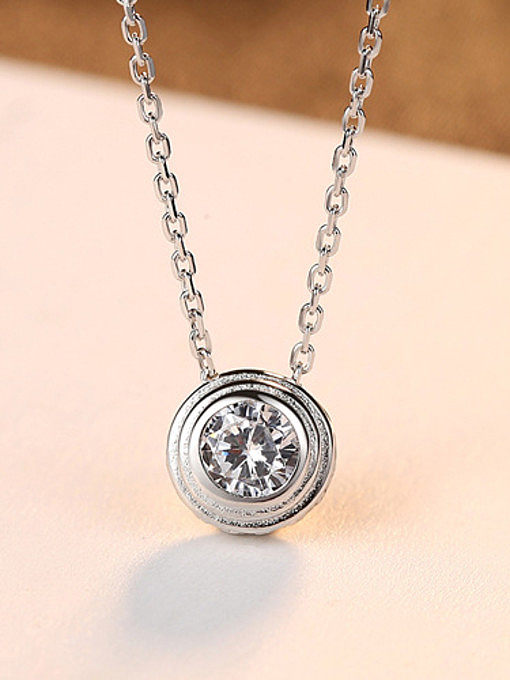 Sterling silver with 3A zircon minimalist round necklace