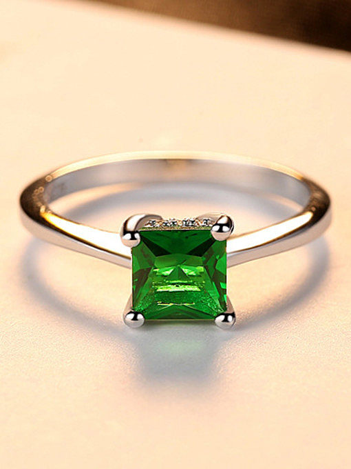 Sterling Silver Emerald Classic Ring