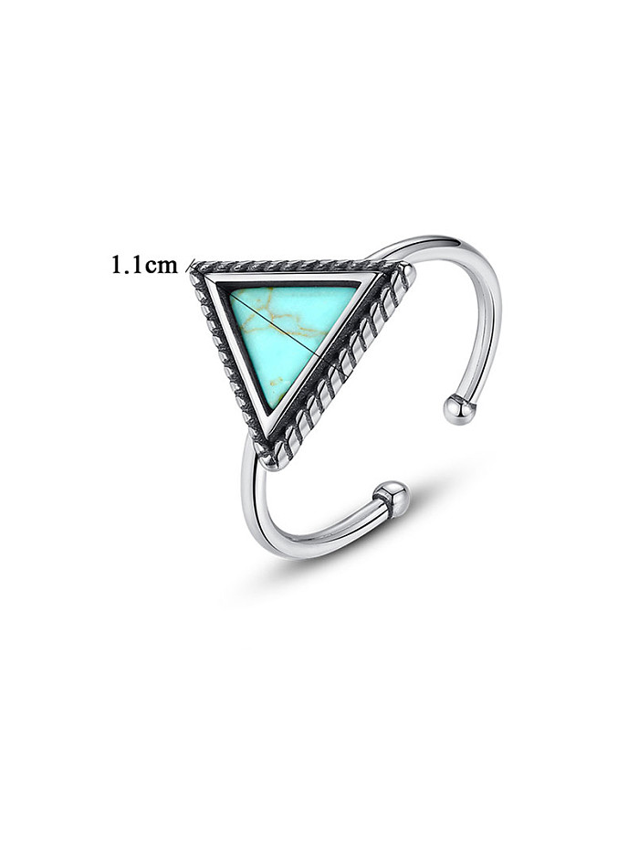 Anéis de prata esterlina 925 com triângulo simplista folheado a platina tamanho livre