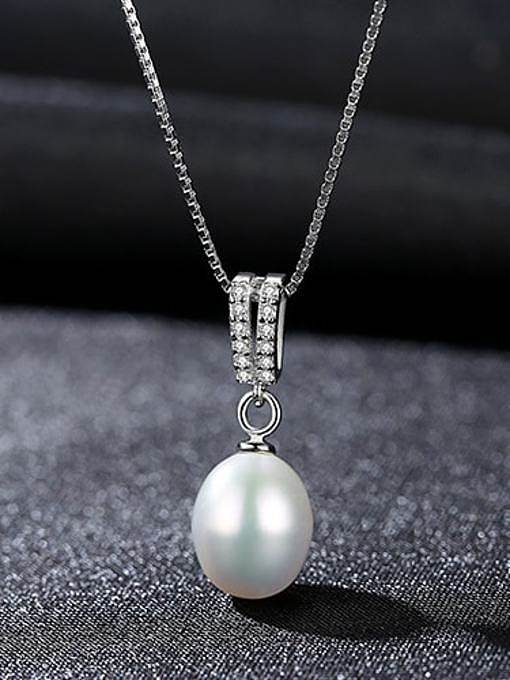 925 Sterling Silver Freshwater Pearl Simple pendant Necklace