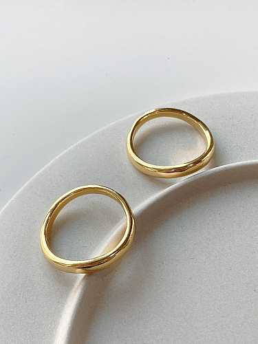 Anéis de banda redonda oca simplista folheado a ouro 925 prata esterlina