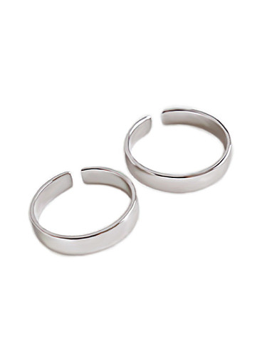 925 Sterling Silver With Platinum Plated Simplistic Free Size Rings