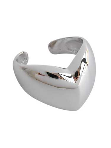 Anel de pulseira de prata esterlina 925 minimalista coração liso tamanho livre