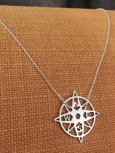 925 Sterling Silver Simple Hollow Round Flower Pendant Necklace