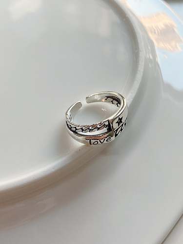 Bague en argent sterling 925 lettre minimaliste taille libre