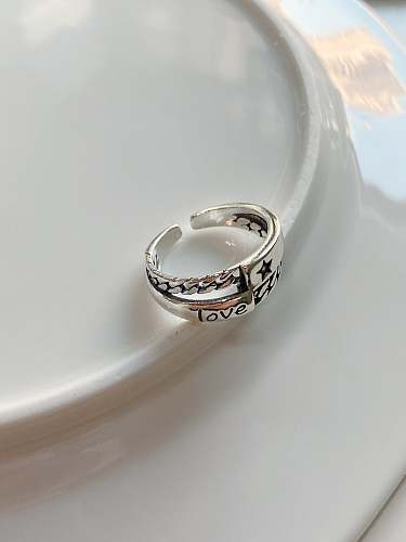 925 Sterling Silber Buchstabe Minimalistischer Ring in freier Größe