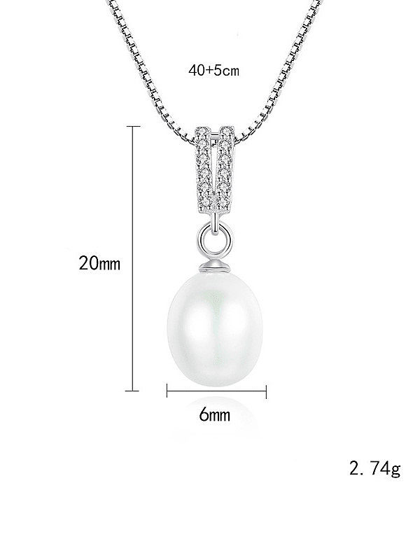 Collier pendentif simple perle d'eau douce en argent sterling 925