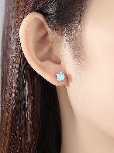 925 Sterling Silver Opal Geometric Trend Stud Earring