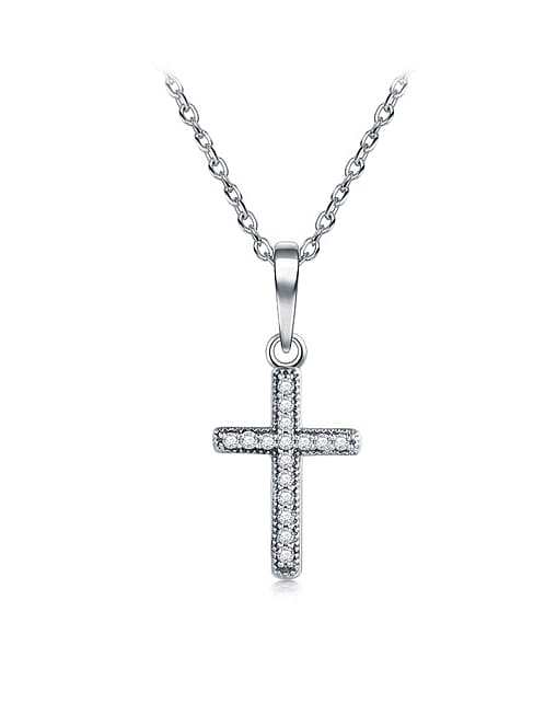 Collar religioso vintage geométrico de plata de ley 925 con circonita cúbica