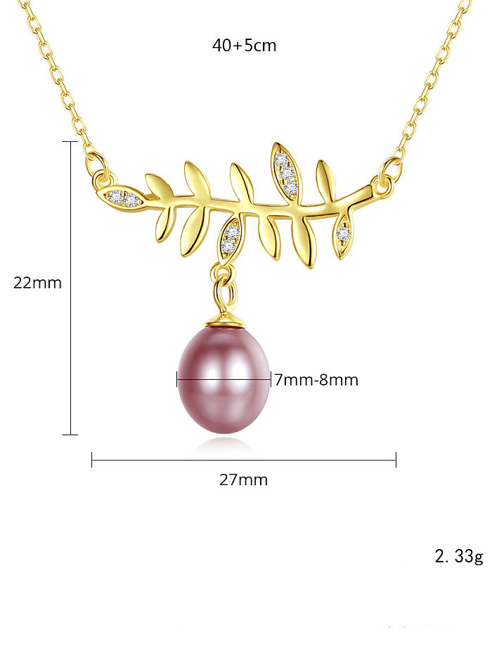 Minimalistische Halskette aus 925er Sterlingsilber mit Süßwasserperlenbaum