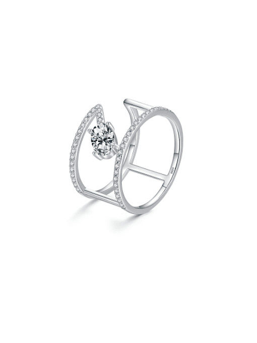 925 Sterling Silver Cubic Zirconia Geometric Minimalist Stackable Ring
