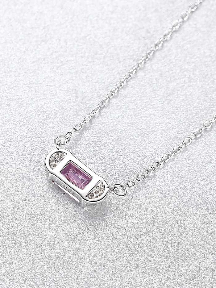 925 Sterling Silver Cubic Zirconia Geometric Dainty Pendnat Necklace