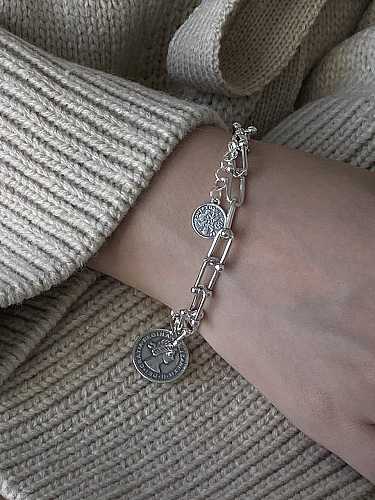 Bracelet à maillons géométriques Vintage Queen en argent sterling 925