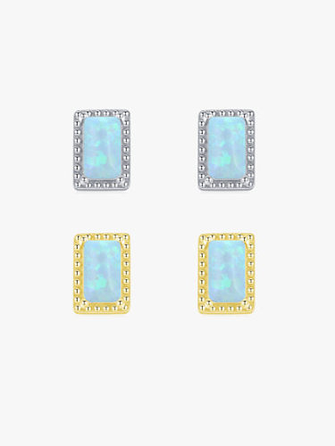 Boucles d'oreilles minimalistes rectangle opale argent 925