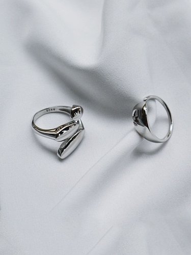 S925 SXNUMX Sterling Silver anel de abertura simples geométrica suave