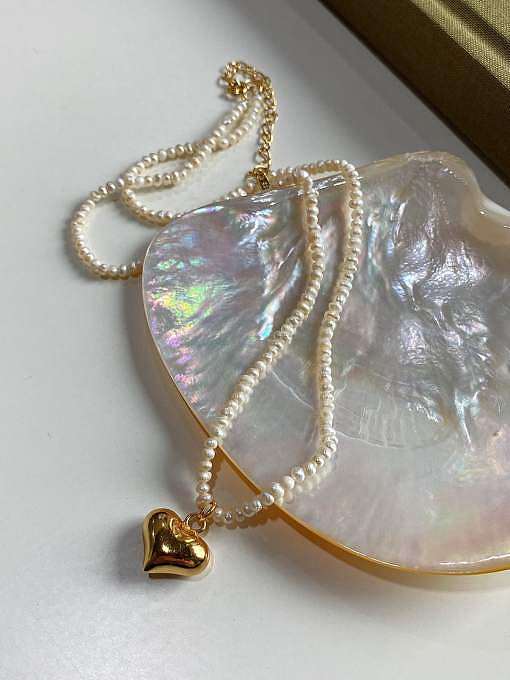 Collier de perles minimaliste géométrique en argent sterling 925 avec perles d'eau douce