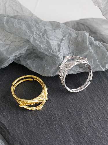 Plata de ley 925 con anillos de tamaño libre irregulares huecos simplistas chapados en oro
