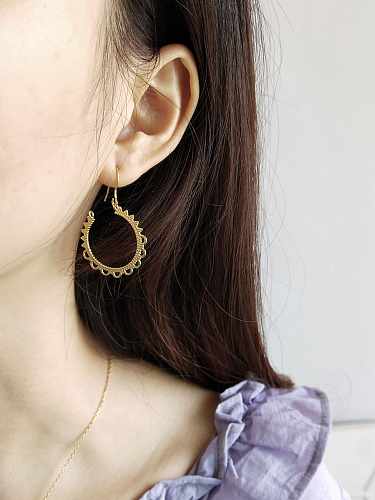 Boucle d'oreille crochet minimaliste fleur en argent sterling 925
