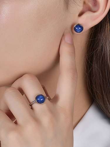 Boucles d'oreilles de luxe géométriques en argent sterling 925 avec pierres précieuses naturelles